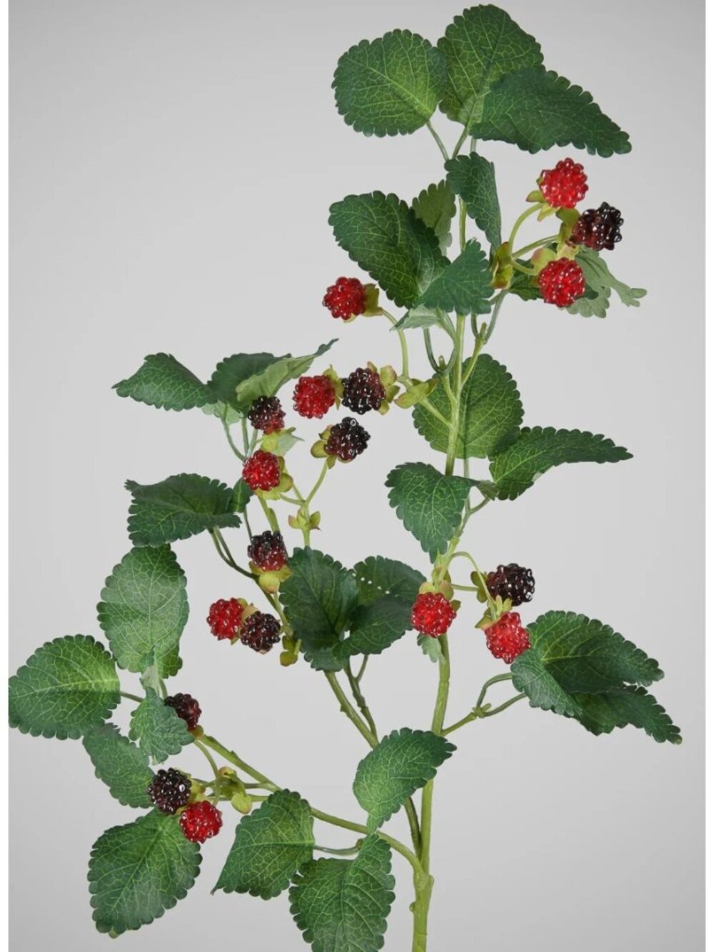 6Ft Faux Red/Black Raspberry Stem Garland With Lush Green Leaves For Rustic Anti